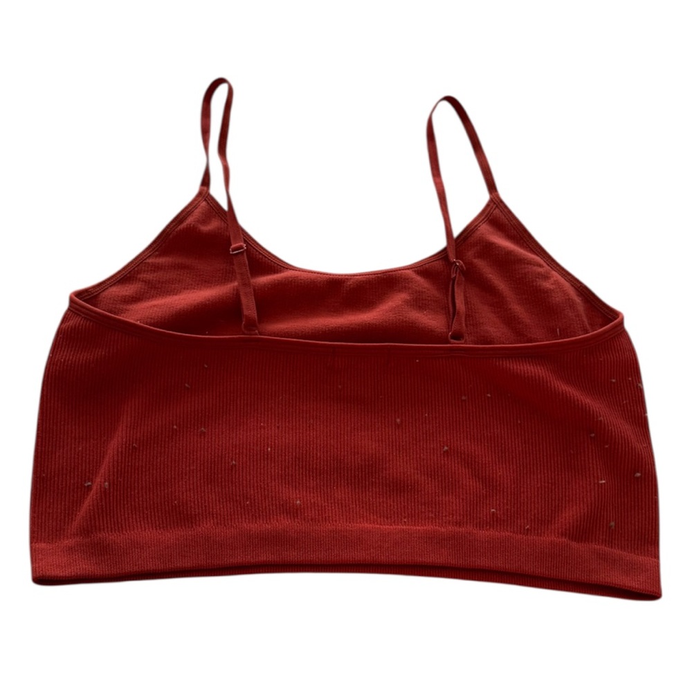 Women’s NWOT size M/L Red ribbed Cropped tank top with adjustable straps - Picture 3 of 5